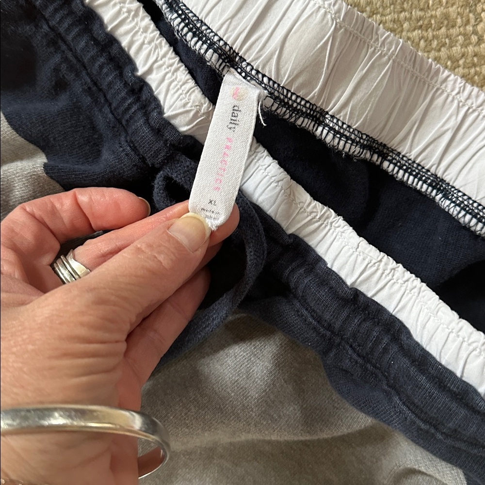 ANTHROPOLOGIE Blue and Navy sweatpants. Draw string waist XL - Picture 4 of 4